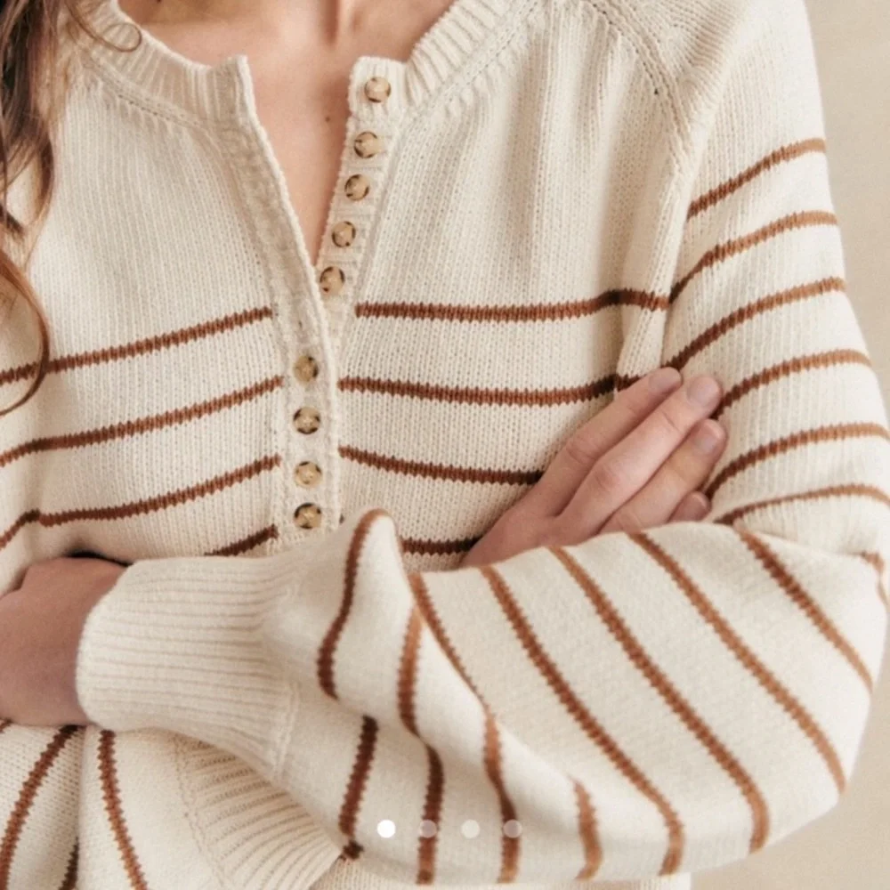 Sezane Léontine Jumper Ecru / Camel - Size XS - Picture 2 of 5